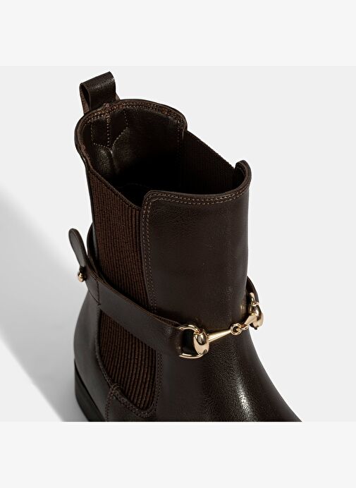 Kadın Kahve Metal Toka Aksesuarlı Bot - Görsel 7