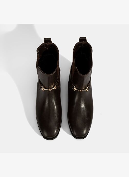 Kadın Kahve Metal Toka Aksesuarlı Bot - Görsel 8