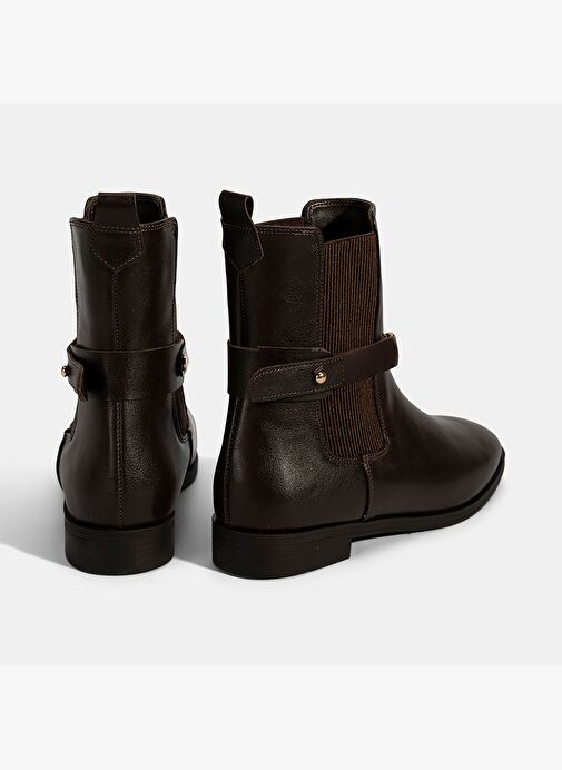 Kadın Kahve Metal Toka Aksesuarlı Bot - Görsel 9