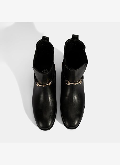 Kadın Siyah Metal Toka Aksesuarlı Bot - Görsel 8