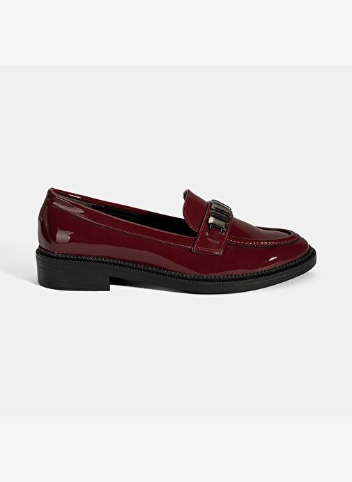 Kadın Bordo Metal Aksesuarlı Loafer - Görsel 3