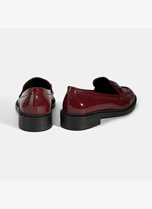 Kadın Bordo Metal Aksesuarlı Loafer - Görsel 8