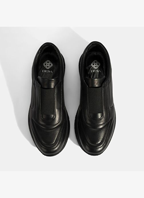 Kadın Siyah Lastikli Deri Spor Ayakkabı - Görsel 8