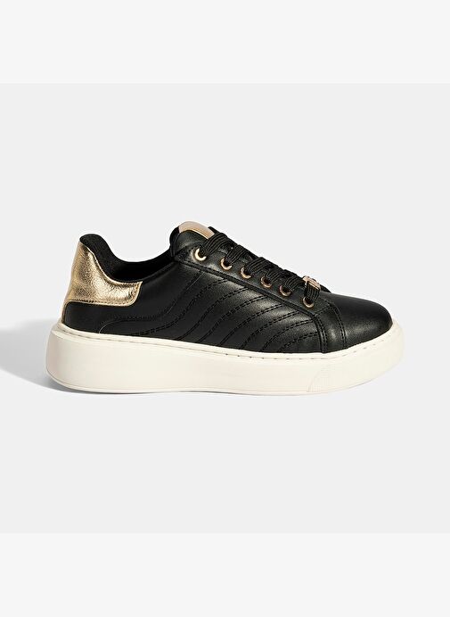 Kadın Siyah Bağcıklı Spor Ayakkabı - Görsel 3