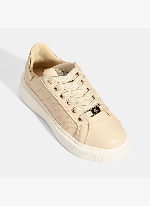 Kadın Bej Bağcıklı Spor Ayakkabı - Görsel 6