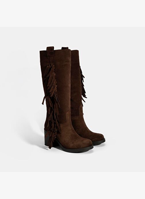 Desa Desa Kahverengi Kadın Kahve Püskül Detaylı Kalın Topuklu Süet Çizme Bot | Boyner Kahverengi - 2. görsel