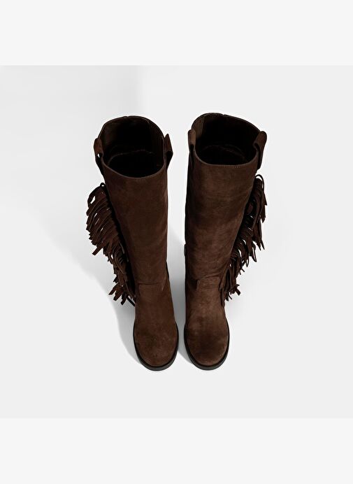Desa Desa Kahverengi Kadın Kahve Püskül Detaylı Kalın Topuklu Süet Çizme Bot | Boyner Kahverengi - 8. görsel