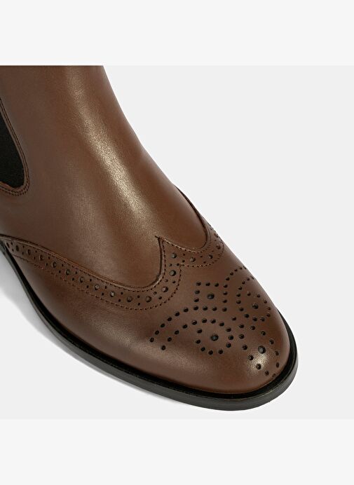 Kadın Mavi Astar Detaylı Kahve Chelsea Deri Bot - Görsel 7