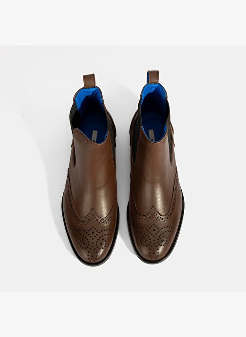 Kadın Mavi Astar Detaylı Kahve Chelsea Deri Bot - Görsel 8