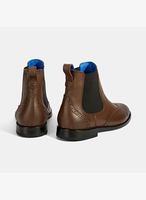 Kadın Mavi Astar Detaylı Kahve Chelsea Deri Bot - Görsel 9