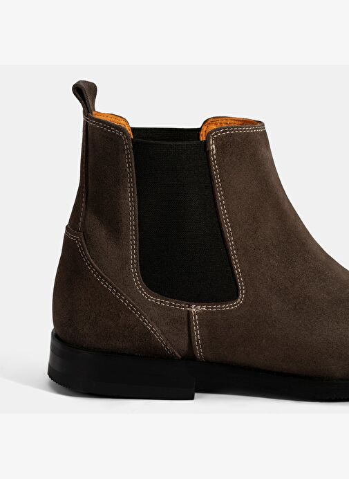 Kadın Kahve Lastik Detaylı Süet Deri Bot - Görsel 5