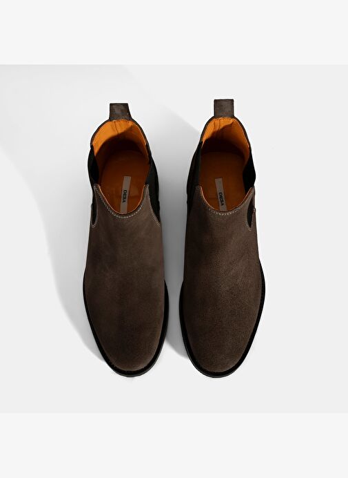 Kadın Kahve Lastik Detaylı Süet Deri Bot - Görsel 7