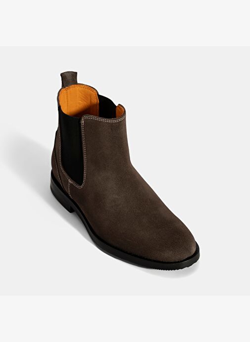 Kadın Kahve Lastik Detaylı Süet Deri Bot - Görsel 8