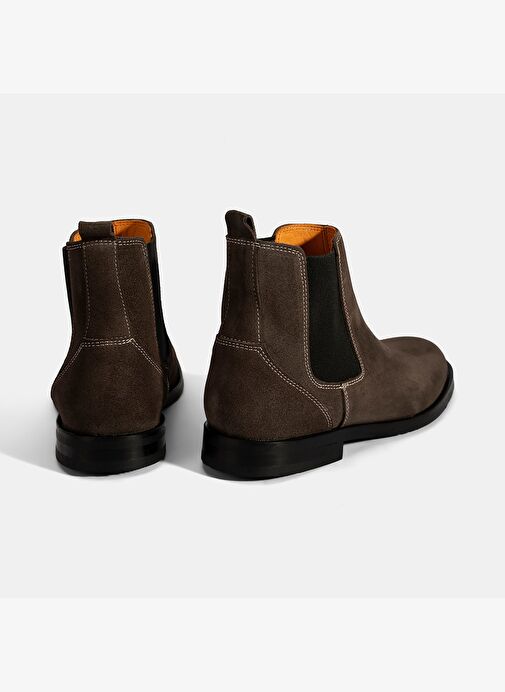 Kadın Kahve Lastik Detaylı Süet Deri Bot - Görsel 9