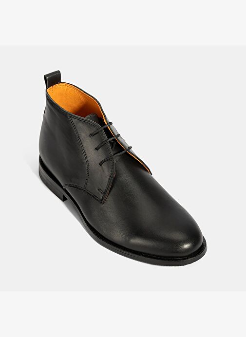 Kadın Turuncu Astar Detaylı Siyah Deri Bot - Görsel 6