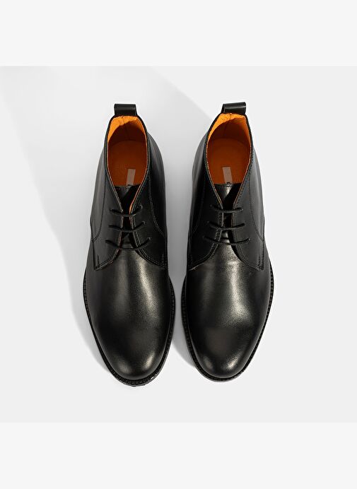Kadın Turuncu Astar Detaylı Siyah Deri Bot - Görsel 7