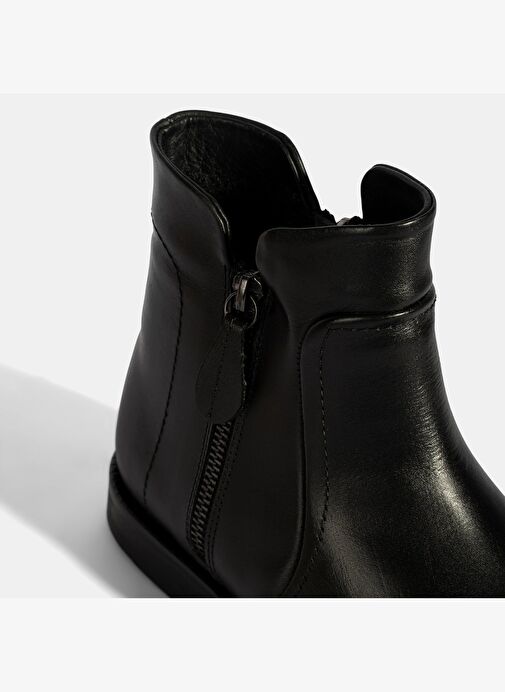 Kadın Siyah Çift Fermuarlı Deri Bot - Görsel 7