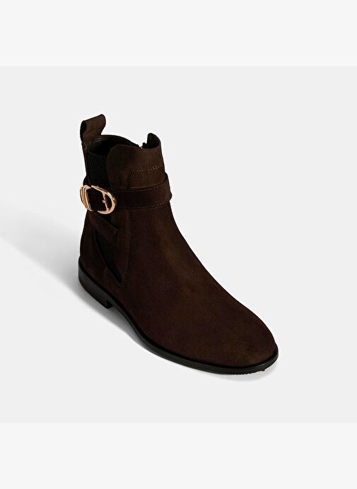 Kadın Kahve Ayarlanabilir Tokalı Süet Bot - Görsel 6