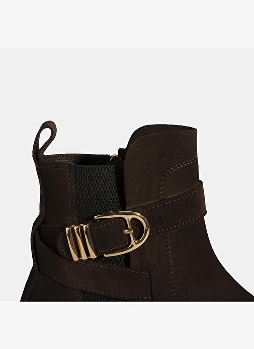 Kadın Kahve Ayarlanabilir Tokalı Süet Bot - Görsel 7