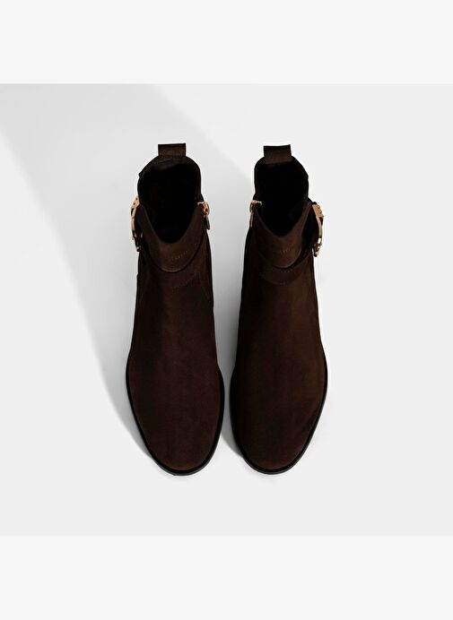 Kadın Kahve Ayarlanabilir Tokalı Süet Bot - Görsel 8