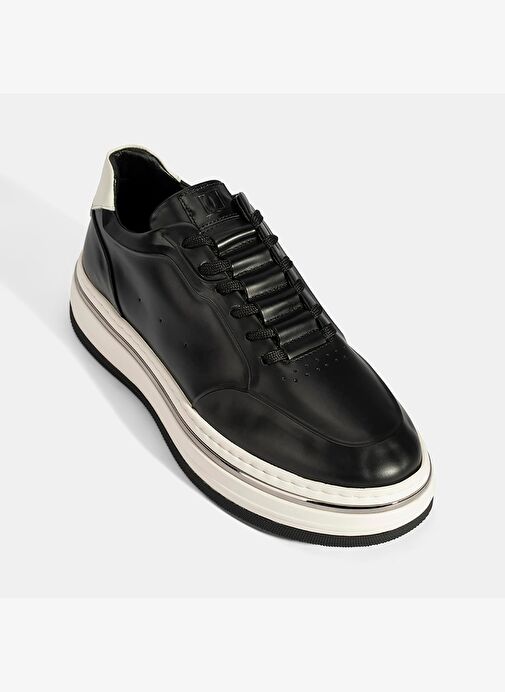 Erkek Siyah Bağcıklı Deri Spor Ayakkabı - Görsel 6