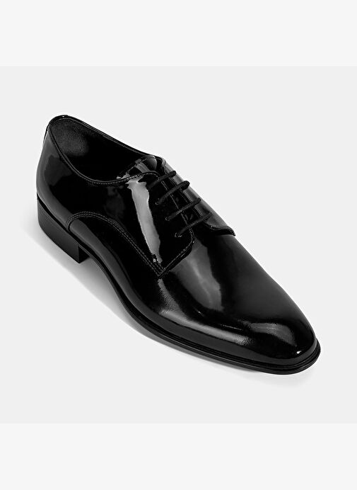 Erkek Siyah Bağcıklı Rugan Deri Klasik Ayakkabı - Görsel 6