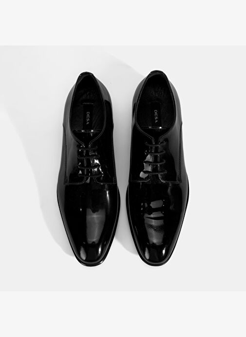 Erkek Siyah Bağcıklı Rugan Deri Klasik Ayakkabı - Görsel 7