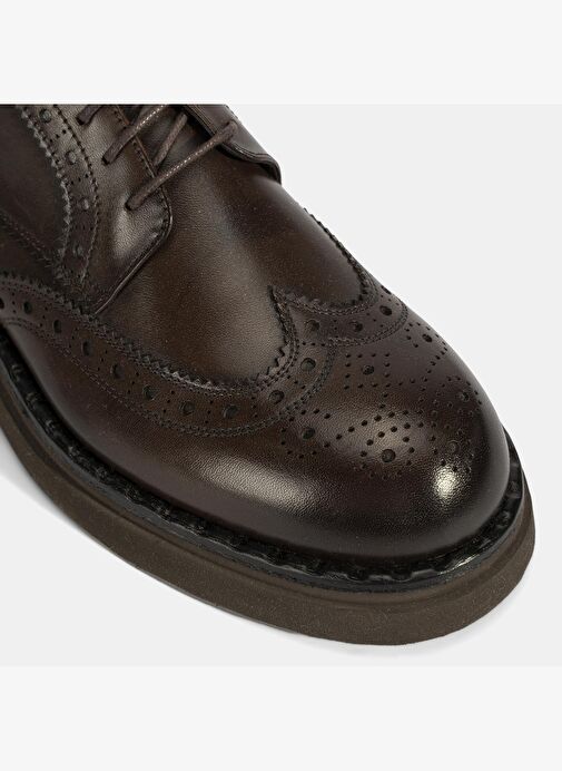 Erkek Kahve Bağcıklı Deri Klasik Ayakkabı - Görsel 7