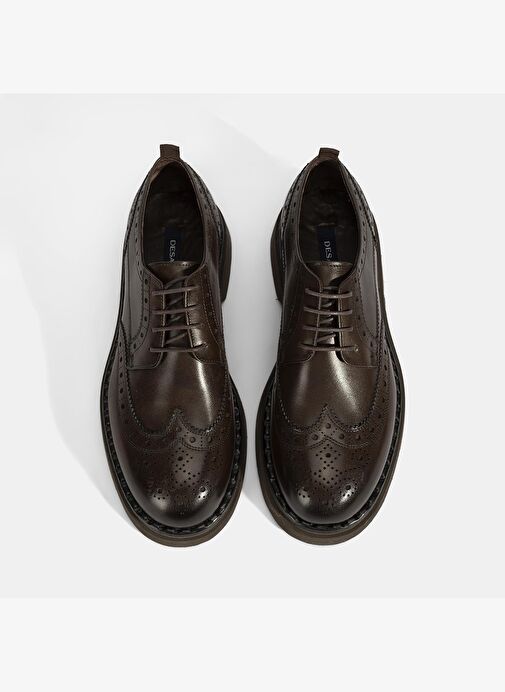 Erkek Kahve Bağcıklı Deri Klasik Ayakkabı - Görsel 8