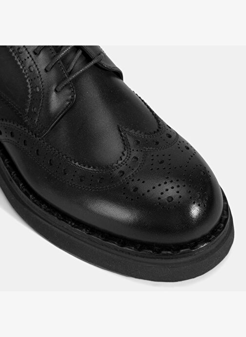 Erkek Siyah Bağcıklı Deri Klasik Ayakkabı - Görsel 7