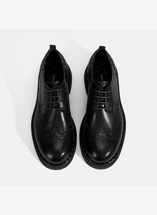 Erkek Siyah Bağcıklı Deri Klasik Ayakkabı - Görsel 8