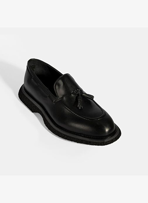 Erkek Siyah Püskül Detaylı Deri Loafer - Görsel 6