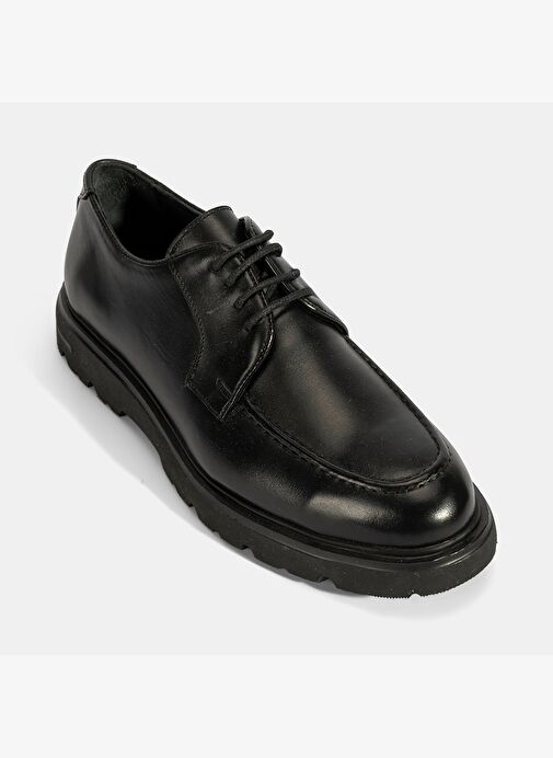 Erkek Siyah Deri Günlük Ayakkabı - Görsel 6