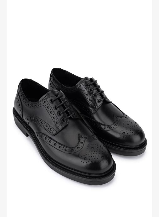 Tamer Tanca Erkek Hakiki Deri Siyah Antik Klasik Ayakkabı - Görsel 3