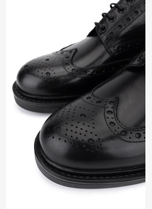 Tamer Tanca Erkek Hakiki Deri Siyah Antik Klasik Ayakkabı - Görsel 5