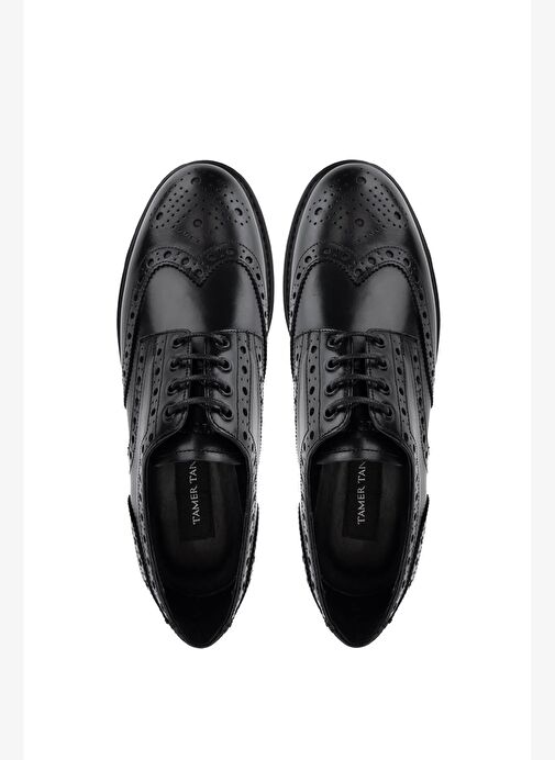 Tamer Tanca Erkek Hakiki Deri Siyah Antik Klasik Ayakkabı - Görsel 6