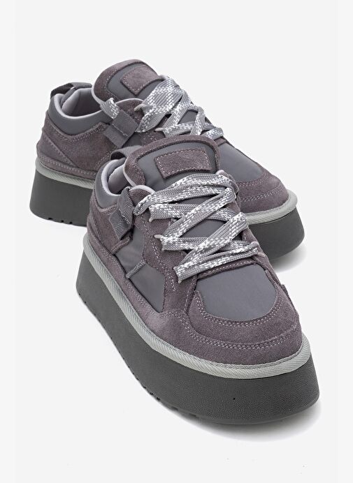 Luvi Shoes Luvi Shoes Belirsiz RAVEN Gri Süet Hakiki Deri Kadın Platform Sneaker | Boyner Belirsiz - 2. görsel