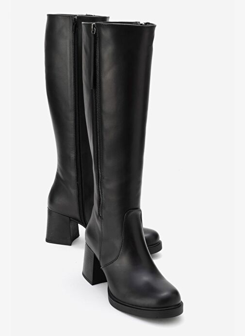Luvi Shoes Luvi Shoes Belirsiz LENSA Siyah Cilt Hakiki Deri Fermuarlı Kadın Kalın Topuklu Çizme Bot | Boyner Belirsiz - 2. görsel