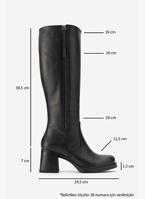 Luvi Shoes Luvi Shoes Belirsiz LENSA Siyah Cilt Hakiki Deri Fermuarlı Kadın Kalın Topuklu Çizme Bot | Boyner Belirsiz - 4. görsel