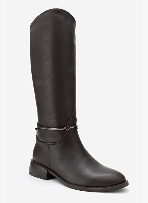 ANSEL Kahverengi Cilt Hakiki Deri Bilek Kayışlı Kadın Binici Çizme - Görsel 4