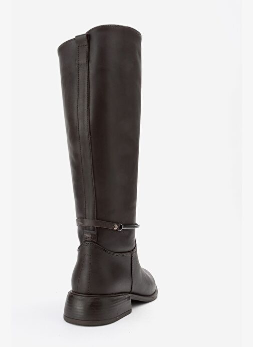 ANSEL Kahverengi Cilt Hakiki Deri Bilek Kayışlı Kadın Binici Çizme - Görsel 6