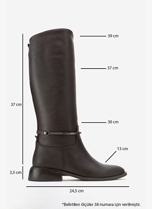ANSEL Kahverengi Cilt Hakiki Deri Bilek Kayışlı Kadın Binici Çizme - Görsel 7