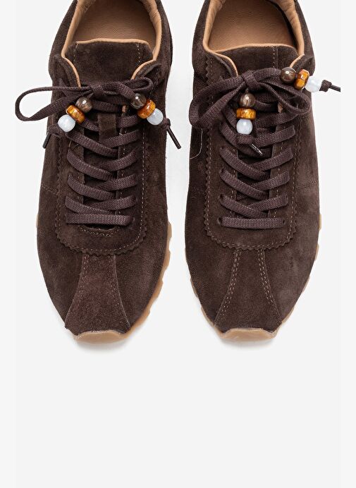 Luvi Shoes Luvi Shoes Belirsiz BREA Kahverengi Süet Hakiki Deri Boncuklu Kadın Günlük Sneaker | Boyner Belirsiz - 3. görsel