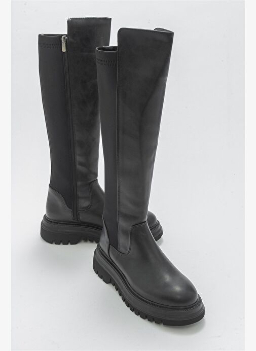 PAUL Siyah Streç Detaylı Kadın Çizme - Görsel 2
