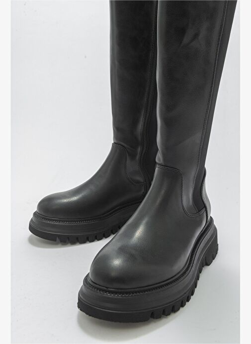 PAUL Siyah Streç Detaylı Kadın Çizme - Görsel 4