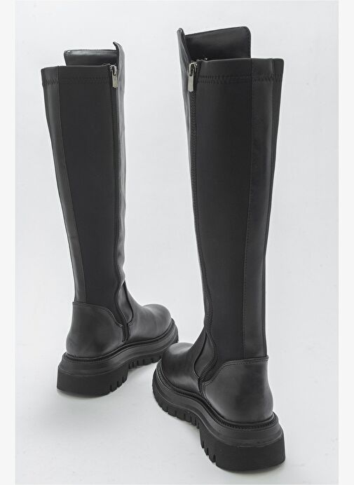 PAUL Siyah Streç Detaylı Kadın Çizme - Görsel 5