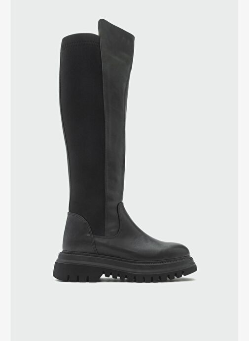 PAUL Siyah Streç Detaylı Kadın Çizme - Görsel 6