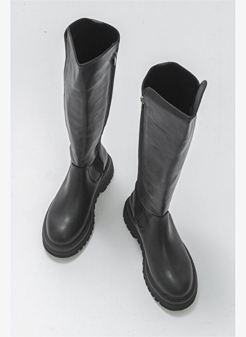 PAUL Siyah Streç Detaylı Kadın Çizme - Görsel 7