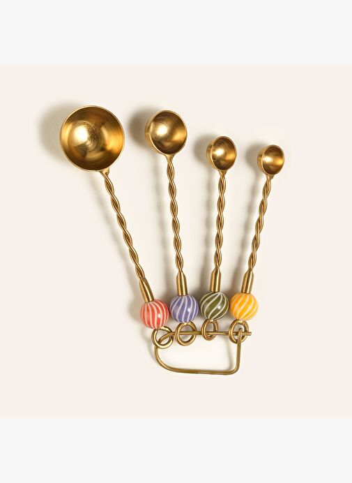 Rampur Çelik - Pirinç Ölçü Kaşık Seti 5X12x3 Cm Altın - Renkli  - 15745170 | Boyner