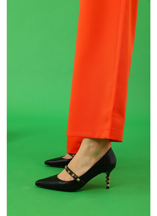 Veruca Gerçek Deri Kadın Topuklu Ayakkabı Siyah - Görsel 2